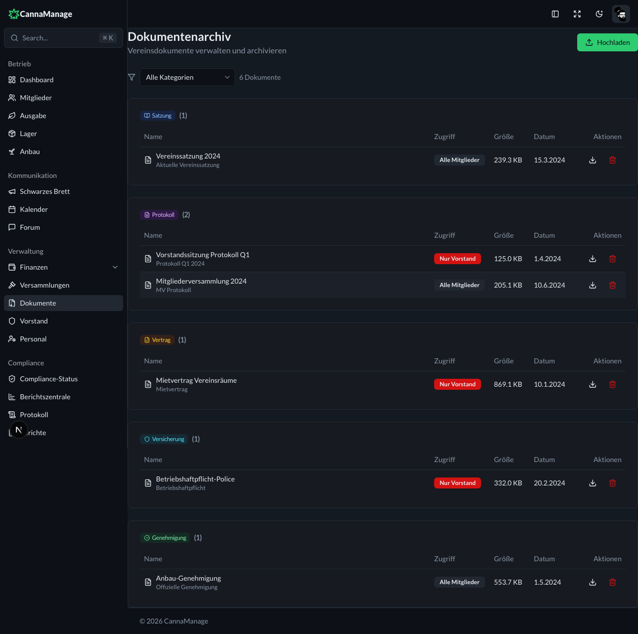 Documents page dark mode